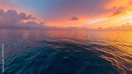 Open water, dramatic sunset - 360 loop video