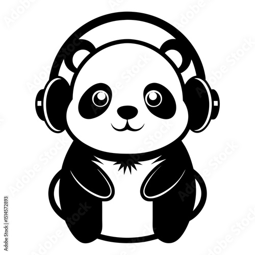 singer panda vector illustration 