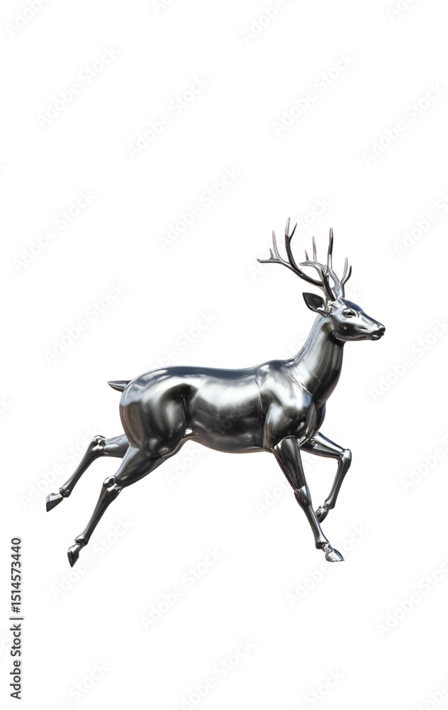 Fototapeta premium Running deer silhouette, side profile, dynamic pose, vector format, suitable for logo or t-shirt design, black on white.