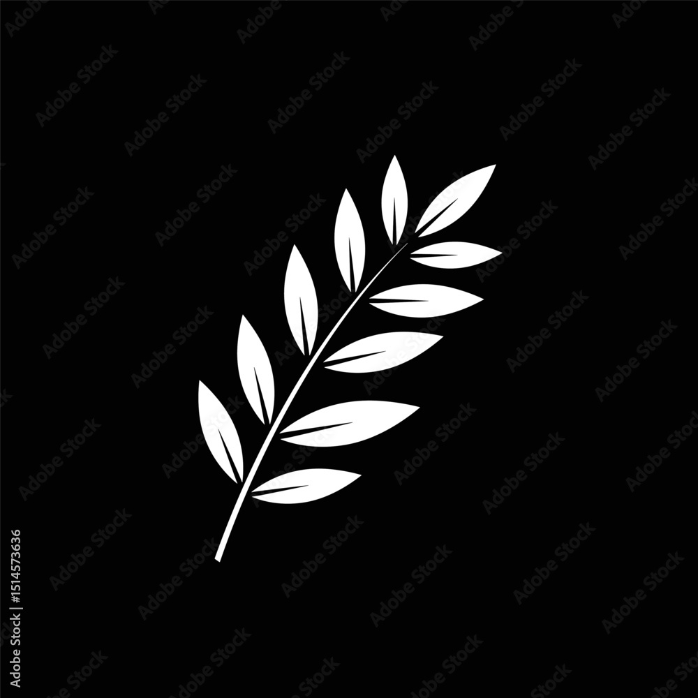 Fototapeta premium A bold black laurel branch silhouette with compact