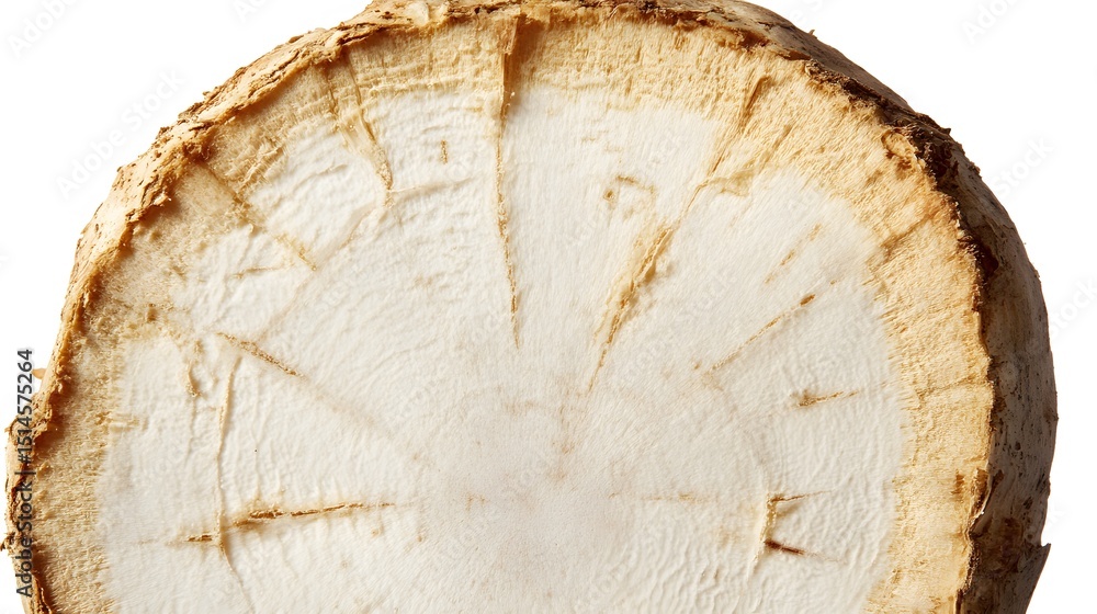Naklejka premium A slice of horseradish root, isolated, no text or logo