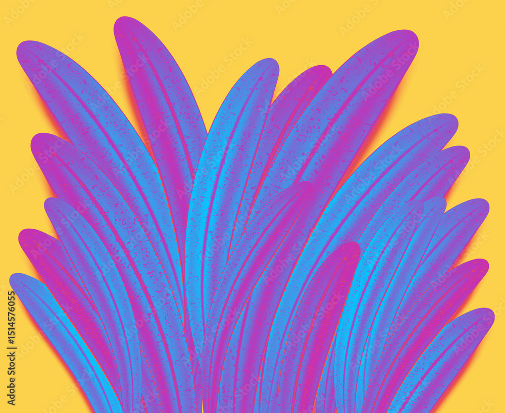 Naklejka premium Abstract minimalistic design with leaves in neon colours