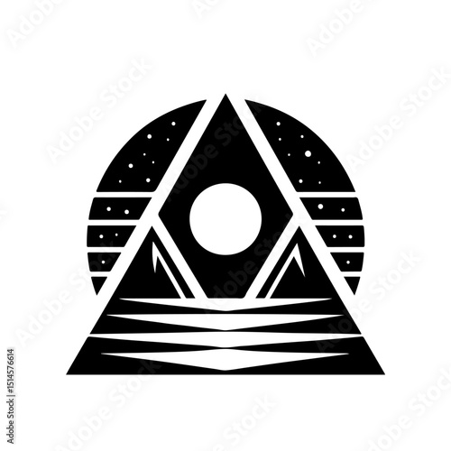 Minimal Geometric Triangle Icon - Celestial Abstract Vector Symbol