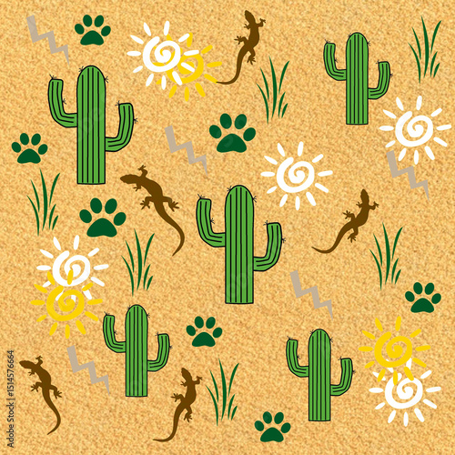 Cactus Desert Lizard Pattern Backdrop