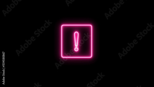Neon warning icon illustration. glowing neon stop or problem road sign. Neon exclamation warning sign on black background.