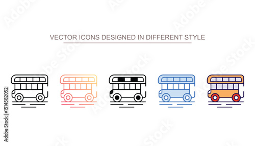 Double Decker Bus icon design with white background stock illustration