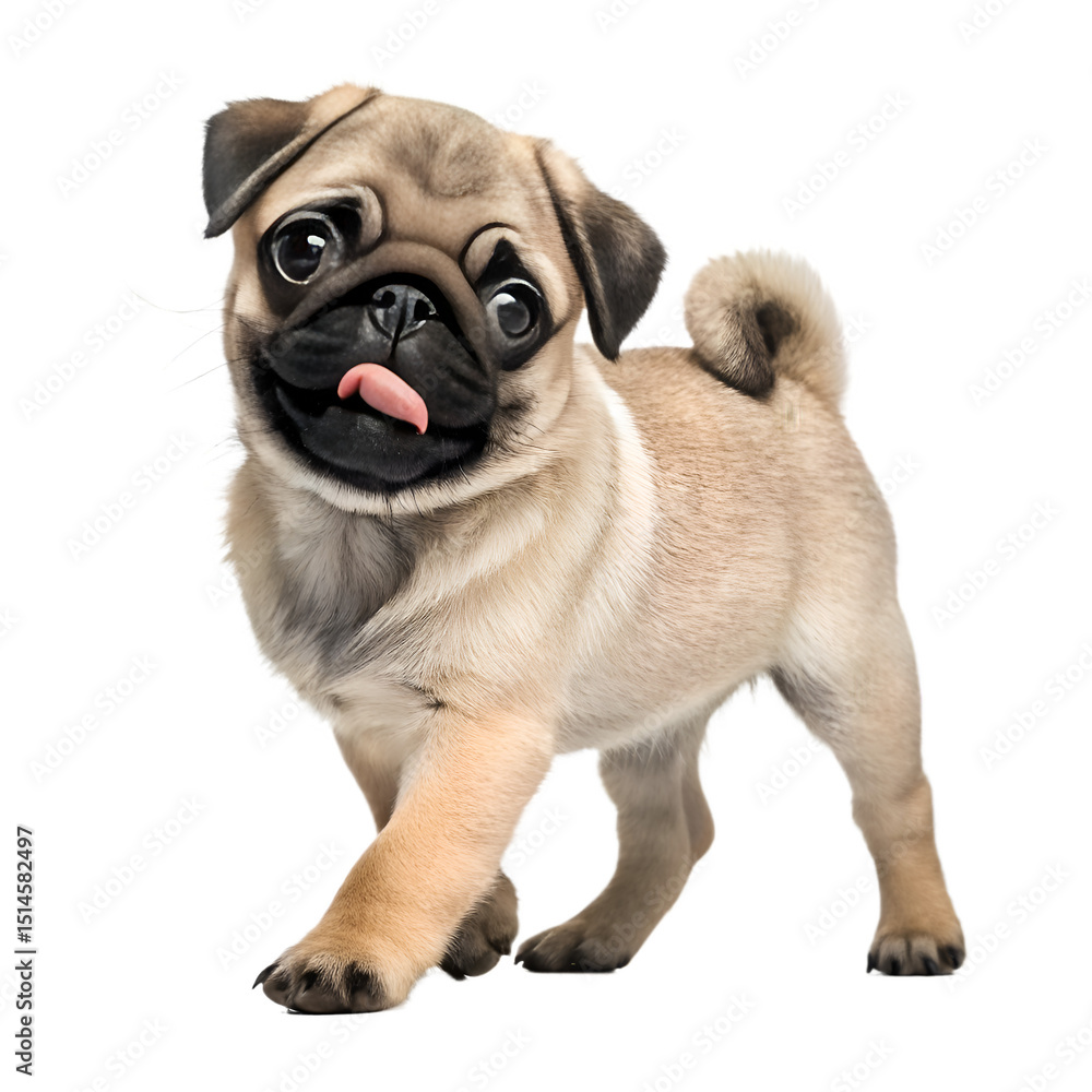 Fototapeta premium A cute Pug puppy isolated on transparent background