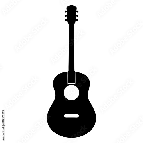 Minimalist Black Acoustic Guitar Vector Illustration on White Background"