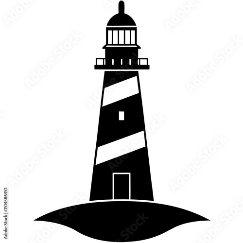 Minimalist Black and White Lighthouse Vector