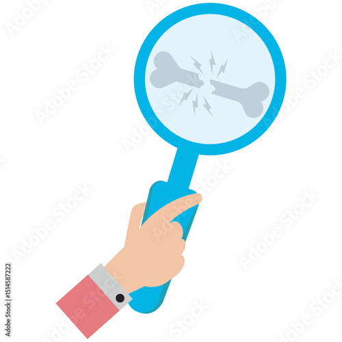 hand holding magnifying glass flat ion
