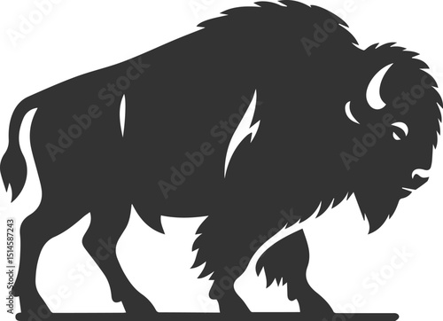 Black drawing silhouette of a bison animal vector