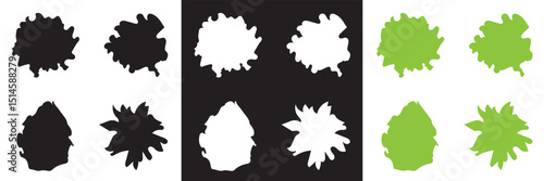 Tree top icon collection. diverse foliage patterns, ideal for architectural plans, landscape designs. Vector for websites, mobile interfaces, presentations, banner, visual branding etc. EPS 10