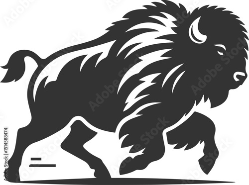 Black drawing silhouette of a bison animal vector
