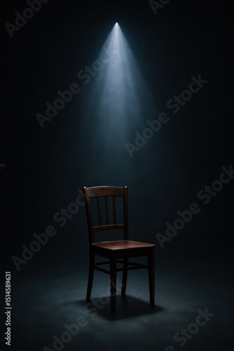Wallpaper Mural Empty wooden chair under dramatic spotlight Torontodigital.ca