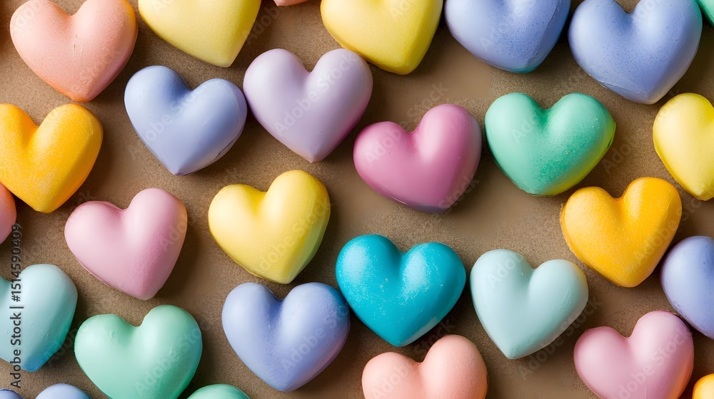 Fototapeta premium Pastel Heart Candies Valentine's Day Background