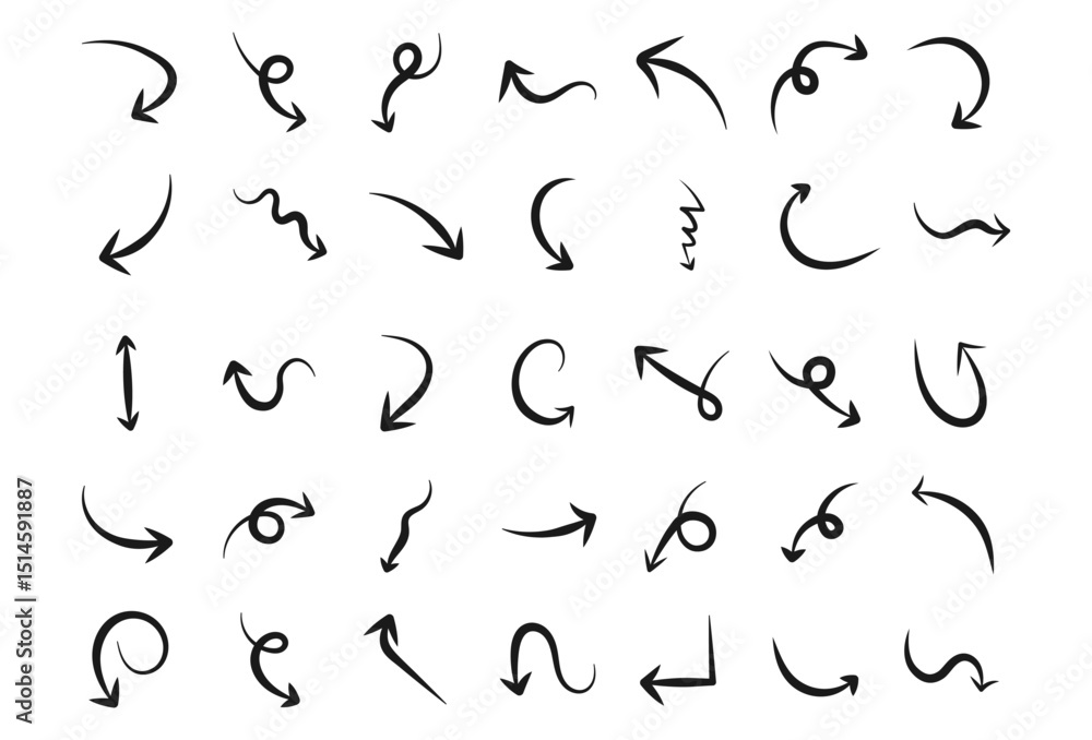 Hand drawn grunge arrows collection. Black arrow pointing right. illustration template Hand drawn grunge arrows collection. Black arrow pointing right. illustration template