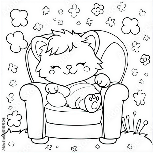A cat sleeping on a cozy ch...