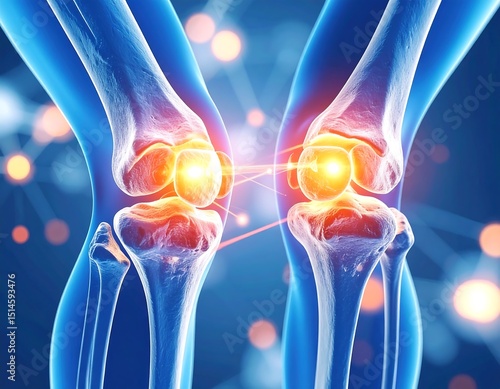 3D medical illustration of painful knees