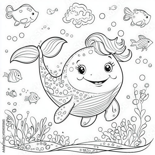 A smiling whale swimming in...
