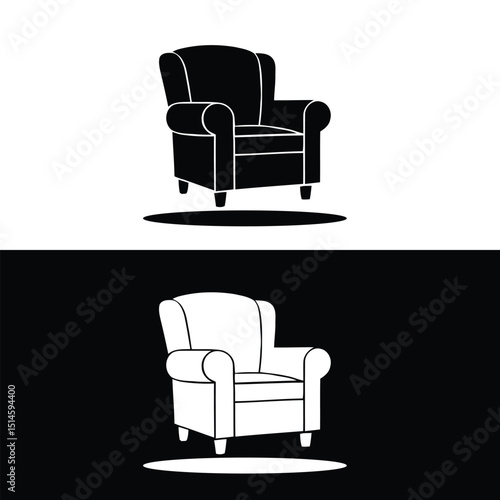 black and white armchair
