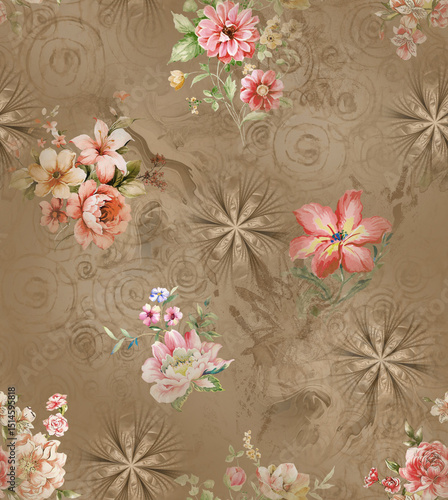 beautiful flower fractal background design print