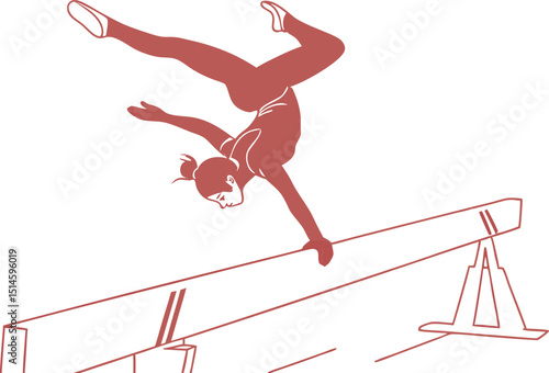 Female Gymnast Backflip Illustration
