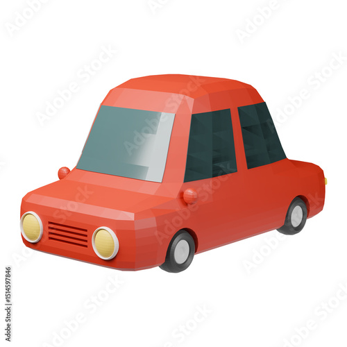 red car 3d icon isolated on white