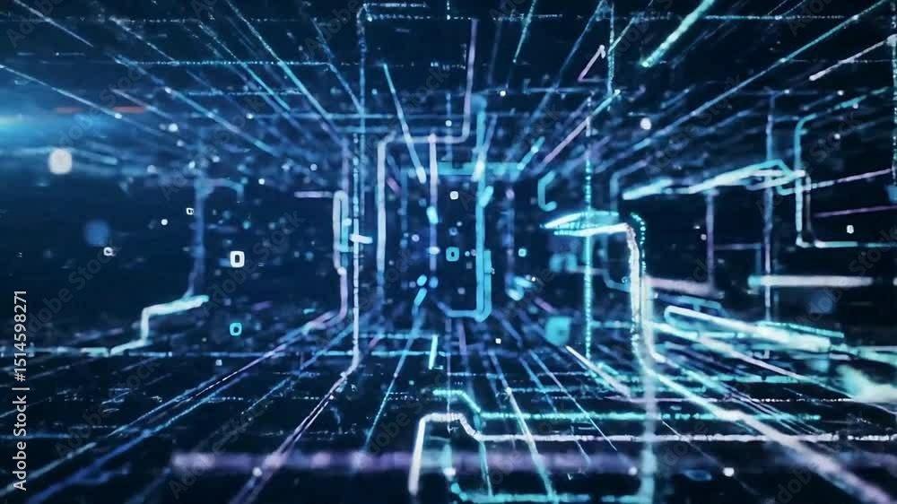 Moving Through Futuristic Data Network Slow Motion Moving Through Futuristic Data Network Slow Motion