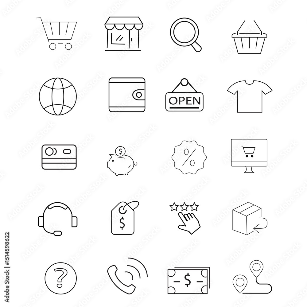 shopping icons set shopping icons set