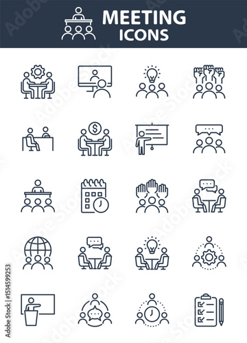 Set of meeting icons, conference, business