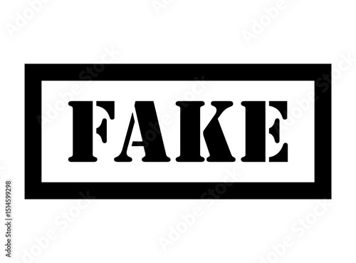 Fake stamp symbol, label sticker sign button, text banner vector illustration