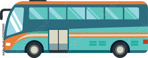 Side View Vector Art of Travel Bus Design