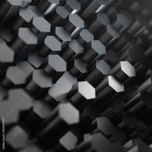 Graphite hexagonal background with depth of field