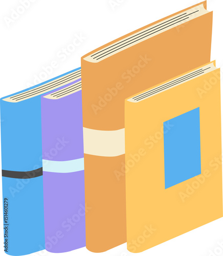 Row of Colorful Books on a Shelf Cartoon vector flat icon illustration isolated. Perfect for back to school design