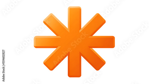 Vibrant Orange Asterisk Icon with Rounded Edges on a Clean Black Background for Graphic Design and Creative Projects Symbol of Addition
