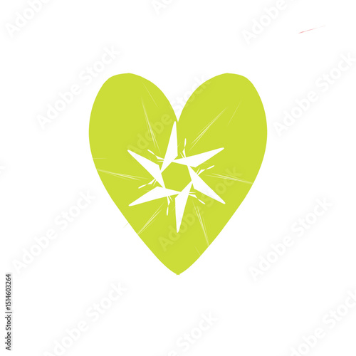 green heart with a flower