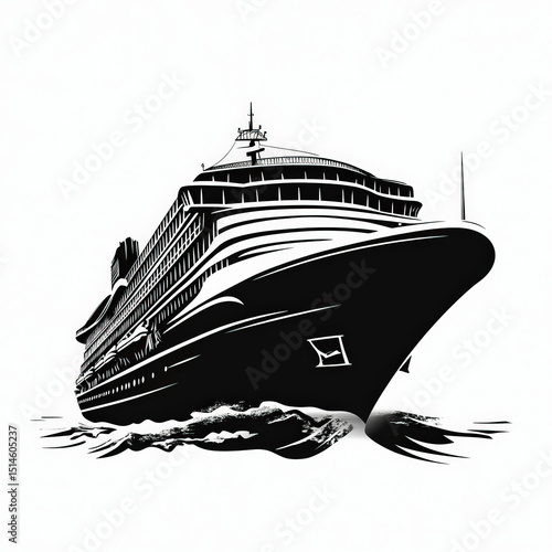 cruise ship silhouette , bl...