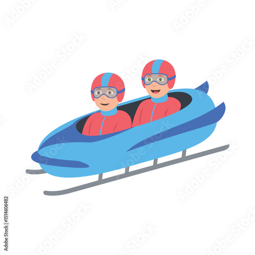 Bobsledding Duo's Thrilling Ride: A vivid illustration captures the electrifying thrill of a bobsled team, focused on speed and unity as they navigate a dynamic course