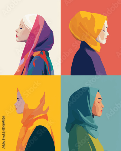 Modern Hijab Fashion Colorful Portraits of Muslim Women