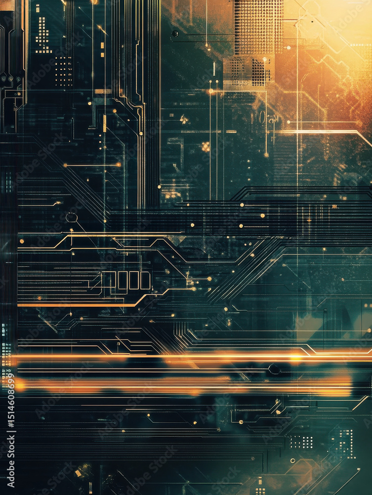 Naklejka premium Tech Circuit Gradient Layout
