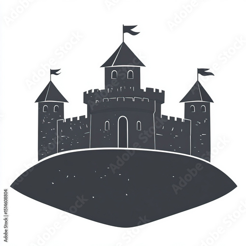 castle silhouette , black a...