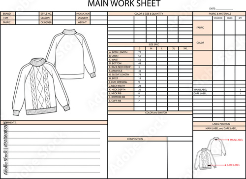 Main Work Sheet for Sweater Designs