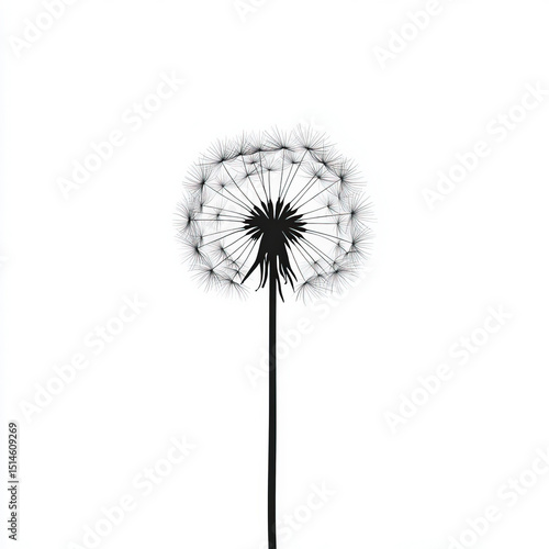 Wallpaper Mural dandelion silhouette , black and white illustration isolated on white background Torontodigital.ca