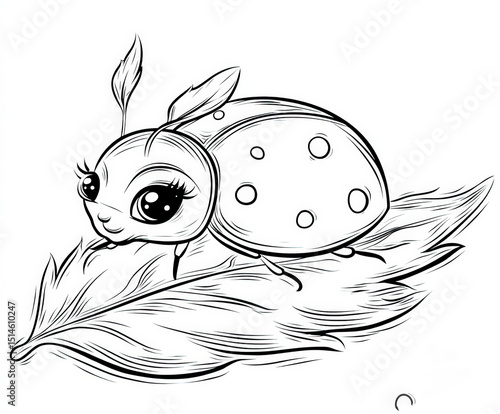 Ladybug on a leaf , colorin...