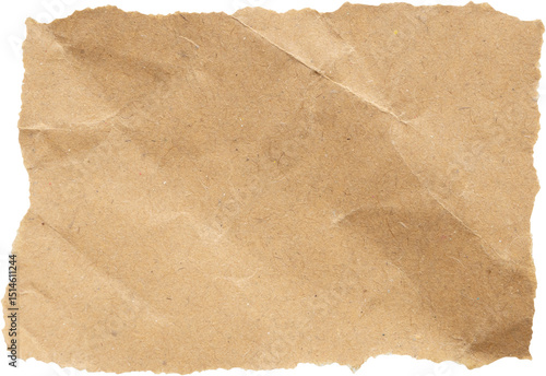 piece of brown paper tear isolated on white background