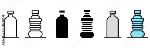 Different bottle design icons in line art style, perfect for design and illustration use.
