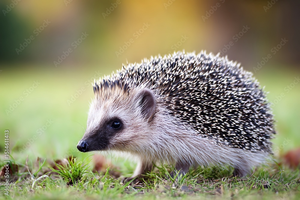 Small hedgehog foraging on the grass Small hedgehog foraging on the grass