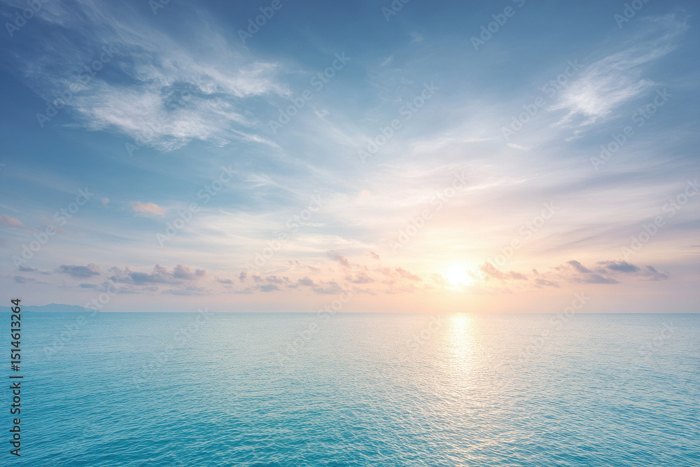 Fototapeta premium serene view of light clouds drifting above crystalclear azure sea