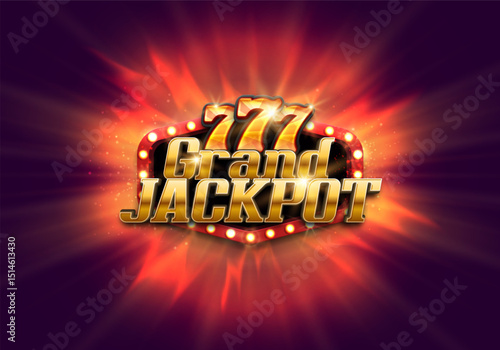 Shining sign Grand Jackpot on a bright background. Vector illustration.