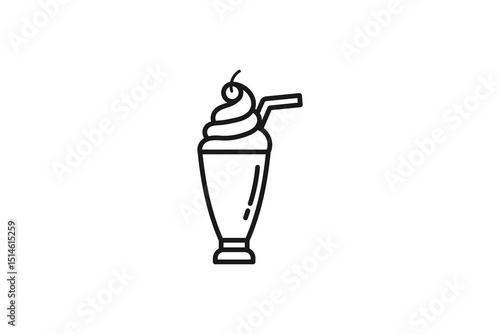 milk shake icon line vector design